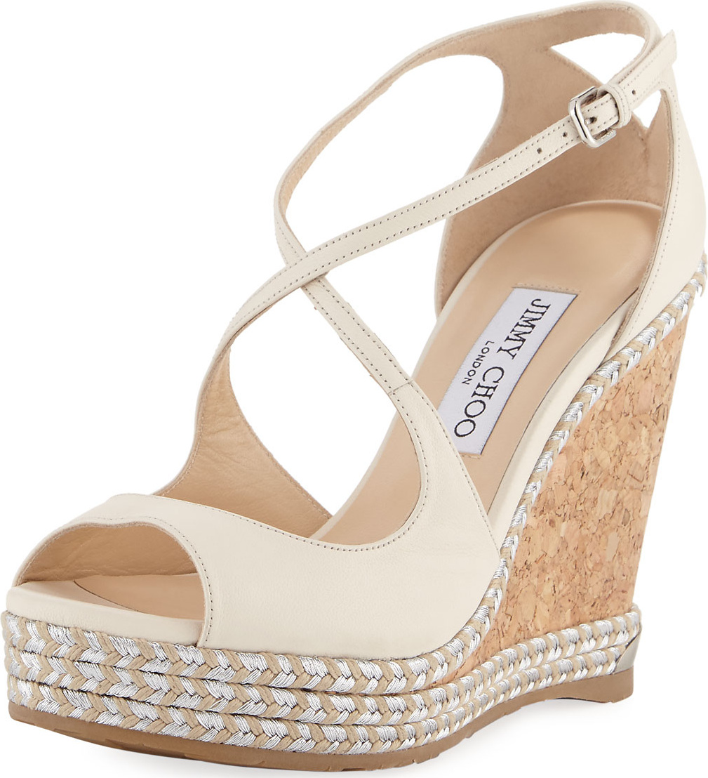 Jimmy Choo Dakota Wedge Espadrille Sandals, Off White