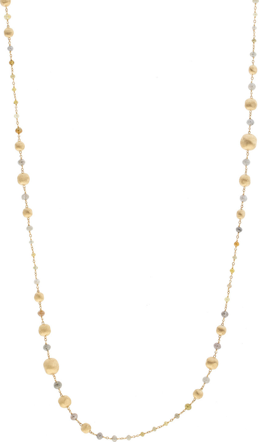 Marco Bicego Unico Africa Beaded Necklace with Rough Diamonds, 36" (29.64ct)