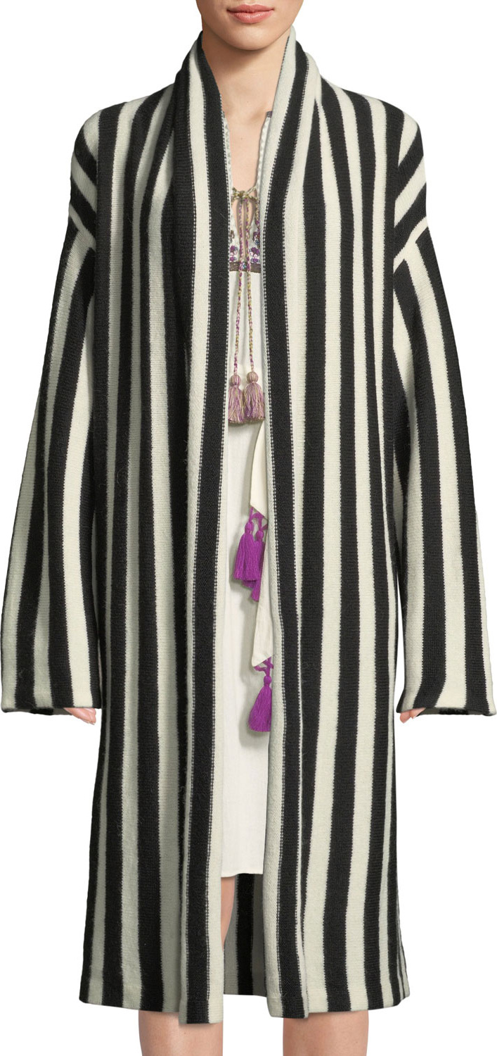 FIGUE Fatima Belted Striped Alpaca-Blend Cardigan Sweater