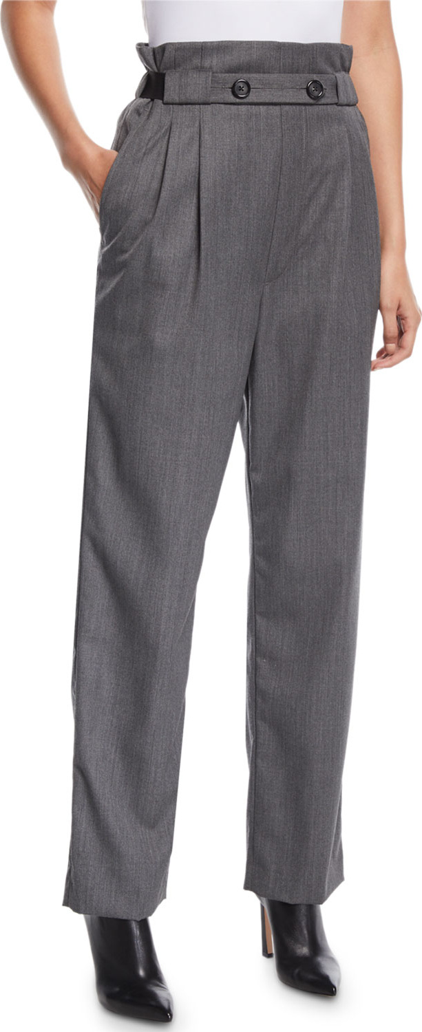 Helmut Lang Pleated Gabardine Wool Pull-On Pants