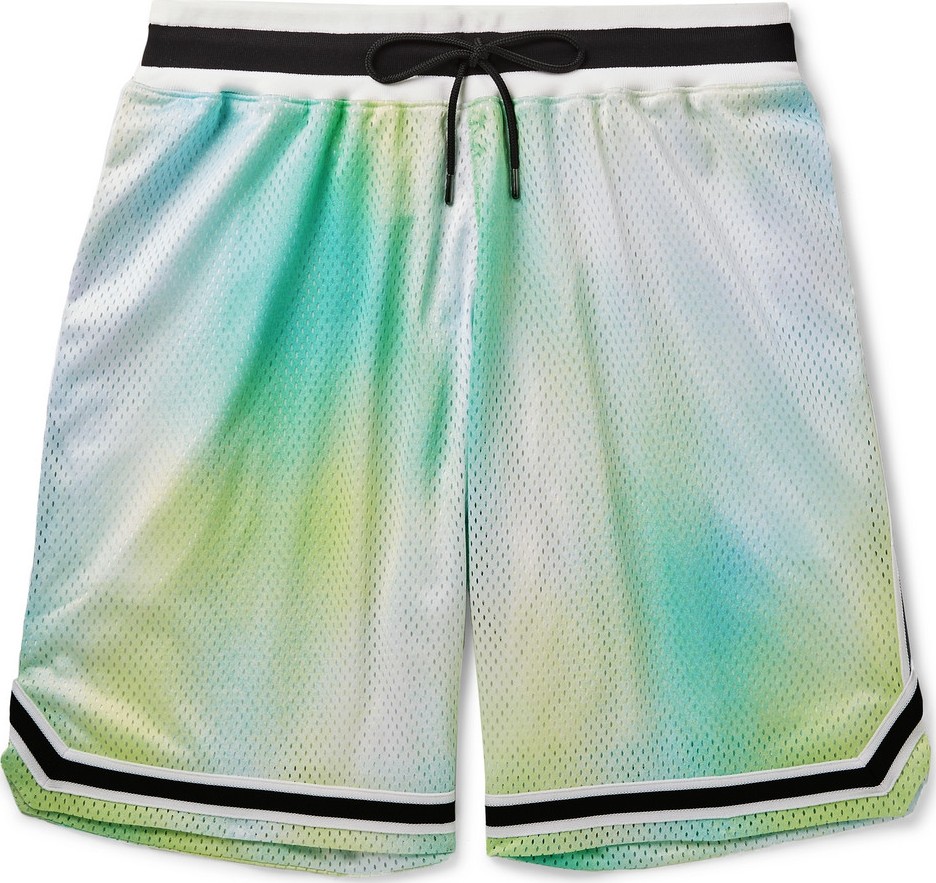 John Elliott Tie-Dyed Mesh Drawstring Shorts