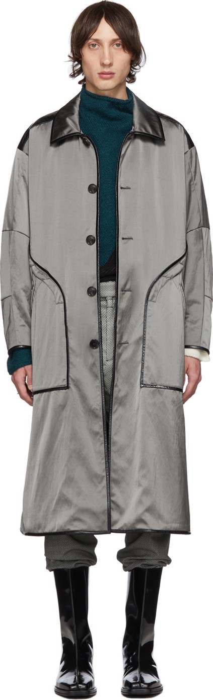 Kiko Kostadinov Silver Cocoon Double Pocket Coat