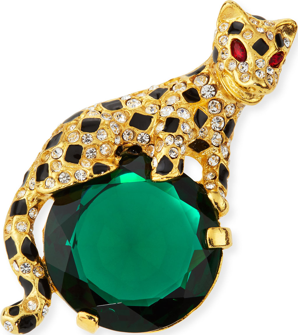 Kenneth Jay Lane Crystal Leopard Pin