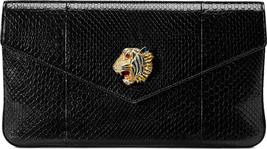 Gucci Rajah Snakeskin Envelope Clutch Bag