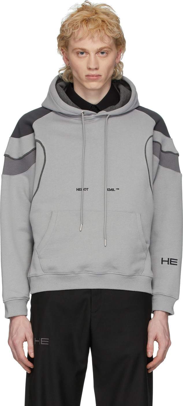 HELIOT EMIL Grey Panel Hoodie