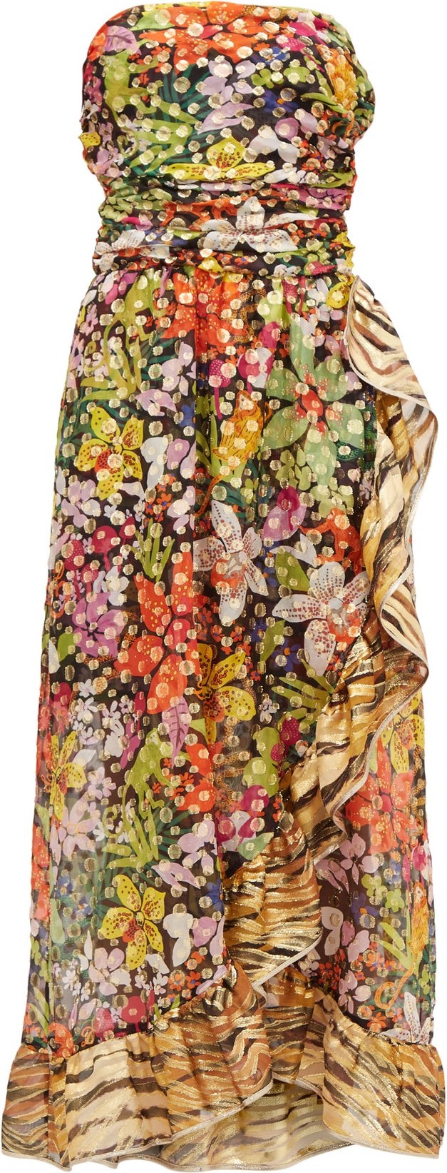 Dundas Ruffled floral-print silk-blend chiffon dress
