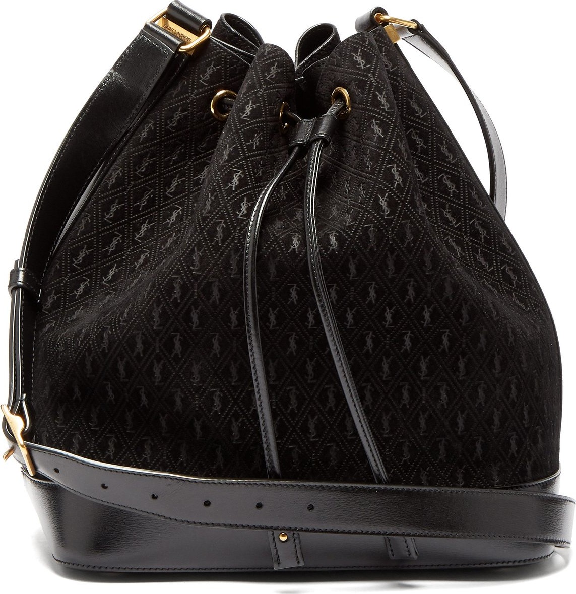 Saint Laurent Monogram suede drawstring bucket bag