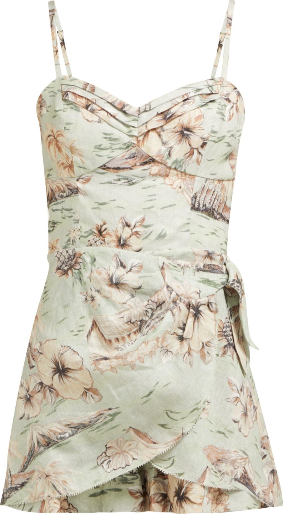Zimmermann Wayfarer Hawaiian-print linen playsuit