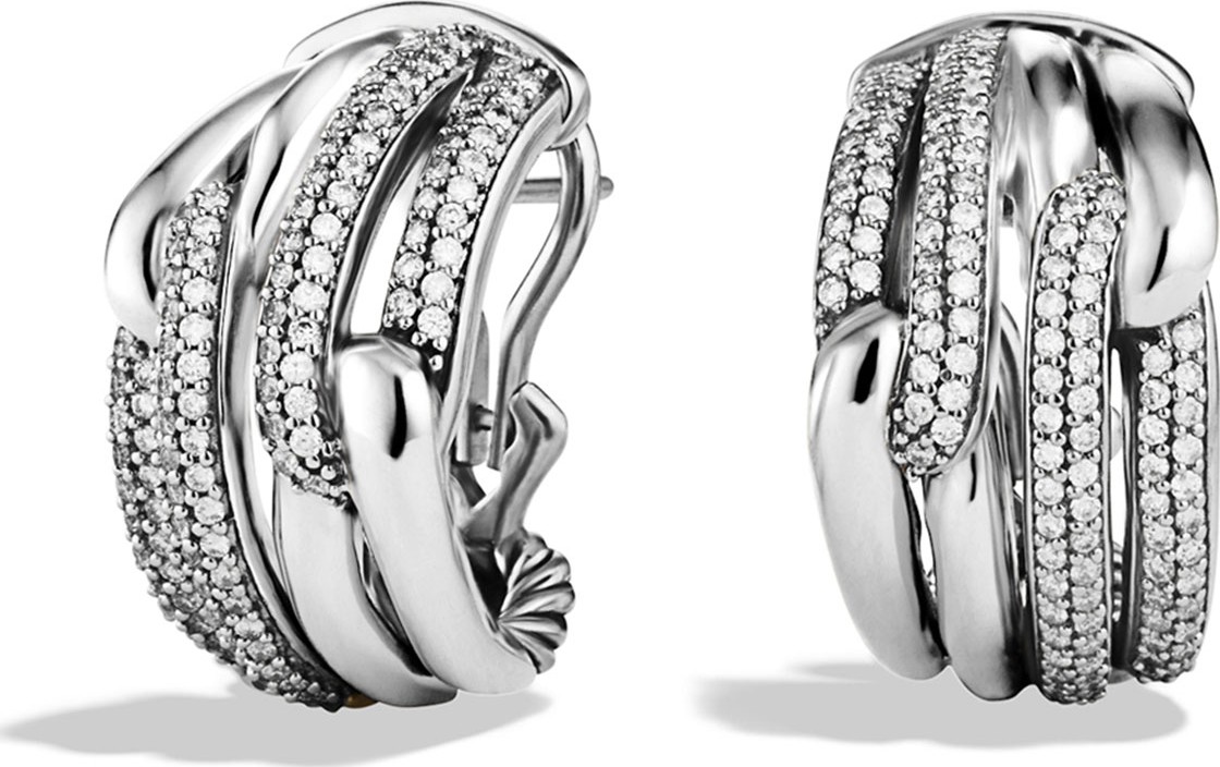 David Yurman Labyrinth Double-Loop Earrings with Diamonds