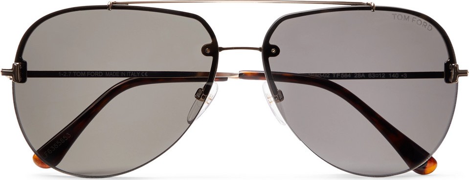 TOM FORD Brad Aviator-Style Silver-Tone Sunglasses