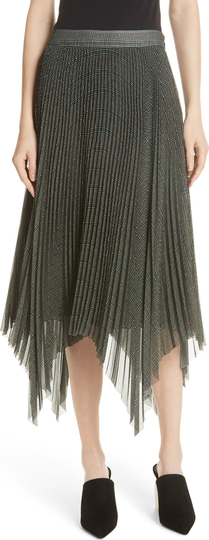 GREY Jason Wu Plaid Pleated Skirt