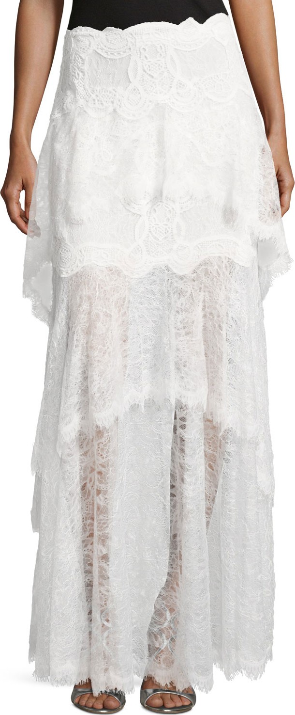Jonathan Simkhai Tiered Dimensional Lace Maxi Skirt