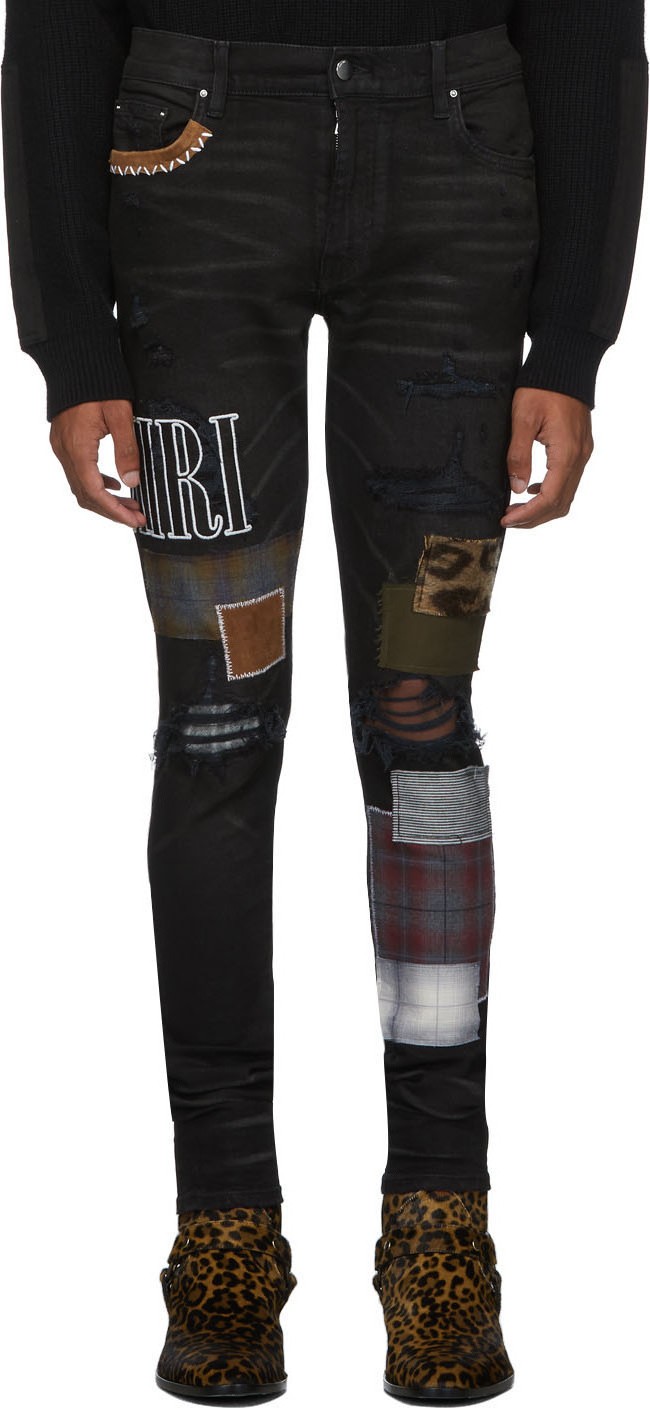 Amiri Black Grunge Patch Medium Crafted Jeans