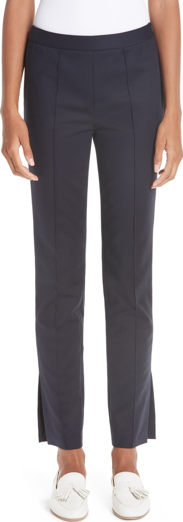 Partow Side Slit Skinny Stretch Cotton Pants