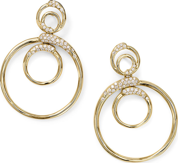 IPPOLITA 18k Gold Stardust Triple Circle Snowman Earrings w/ Diamonds