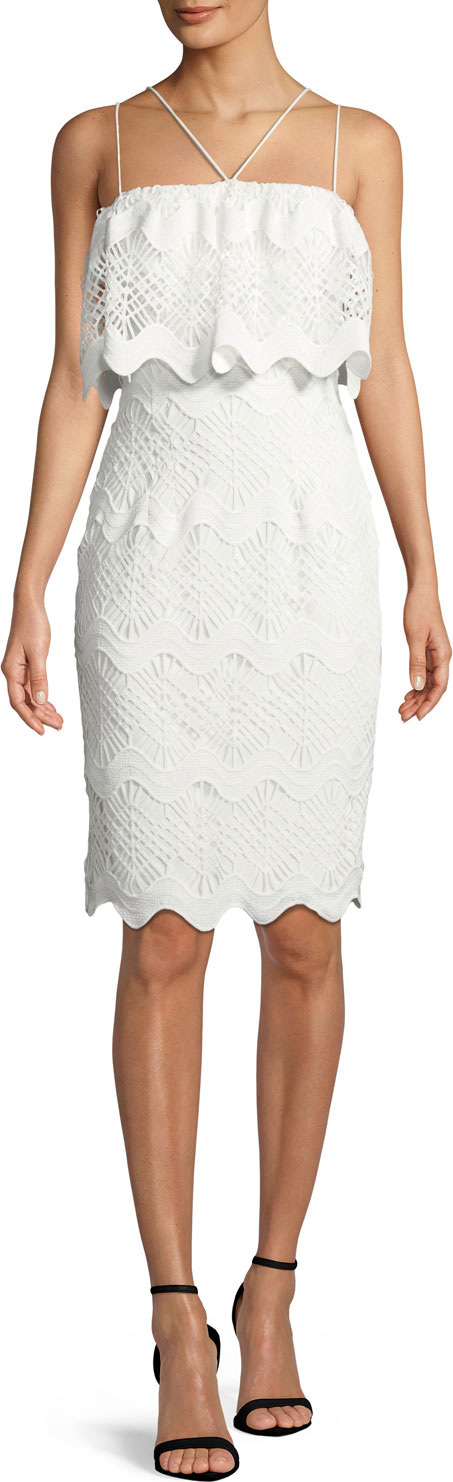 Black Halo Gwendolyn Scalloped Lace Cocktail Sheath Dress