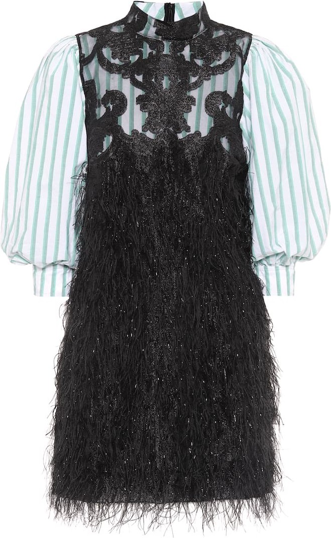 Ganni Exclusive to Mytheresa – Faux feather and lace minidress
