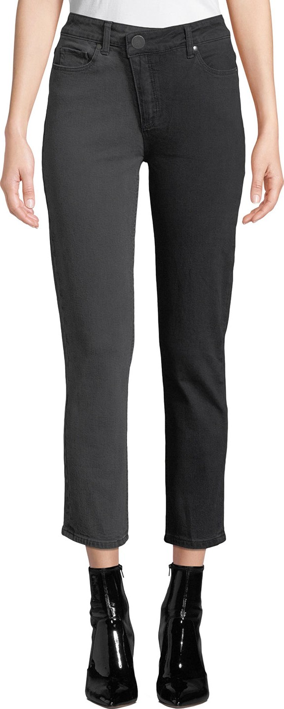 PAIGE Hoxton Straight Ankle Half & Half Cropped Jeans