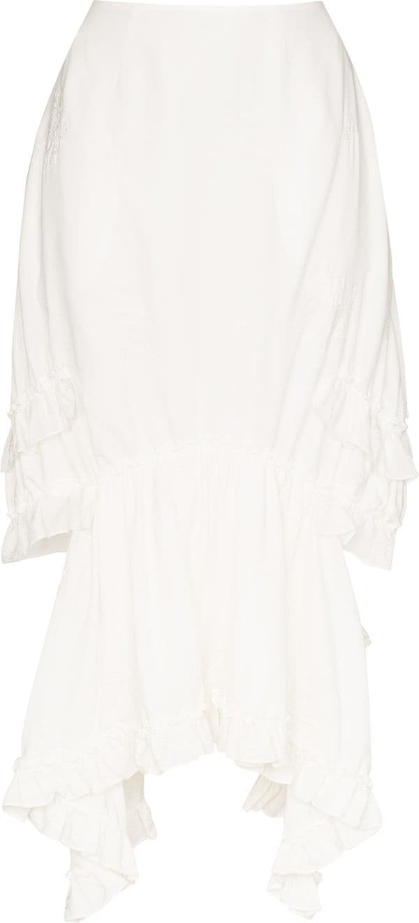Simone Rocha Embroidered ruffle midi skirt