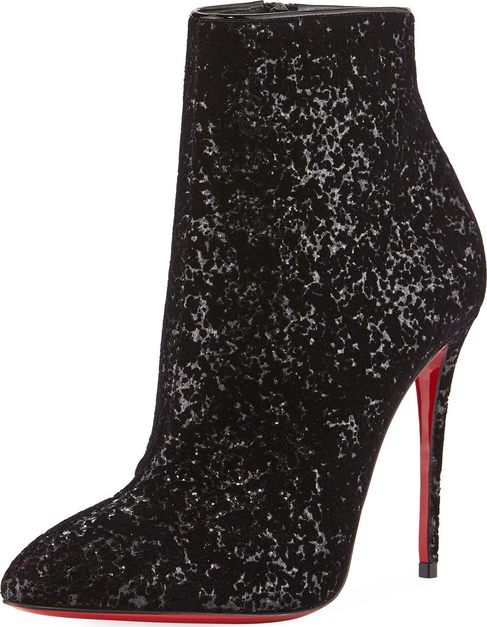 Christian Louboutin Eloise Glitter Velvet Red Sole Booties