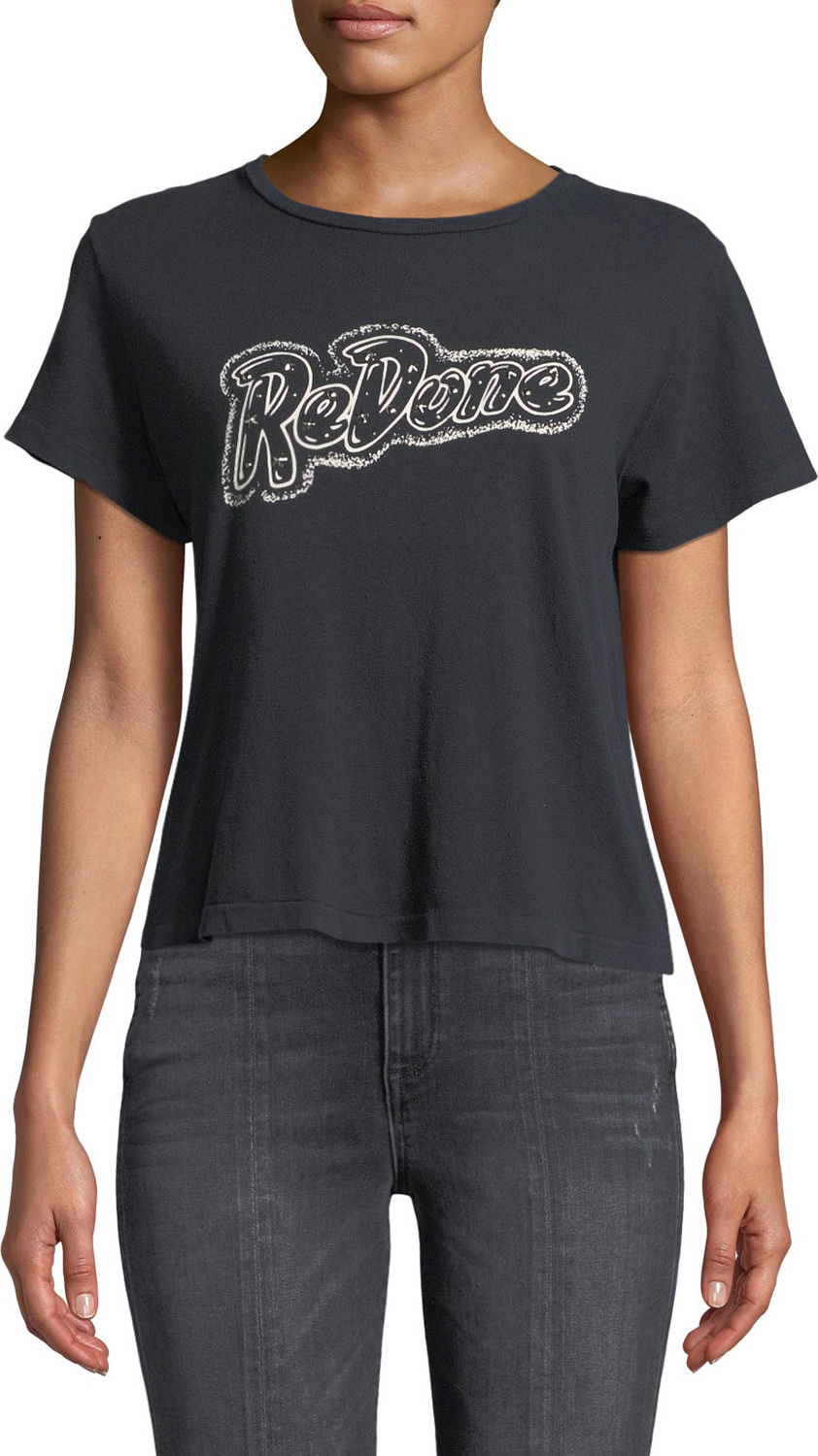 RE/DONE Classic Cropped Graphic Logo Tee