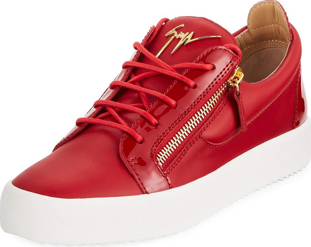 Giuseppe Zanotti Men's London Double-Zip Leather Low-Top Sneakers