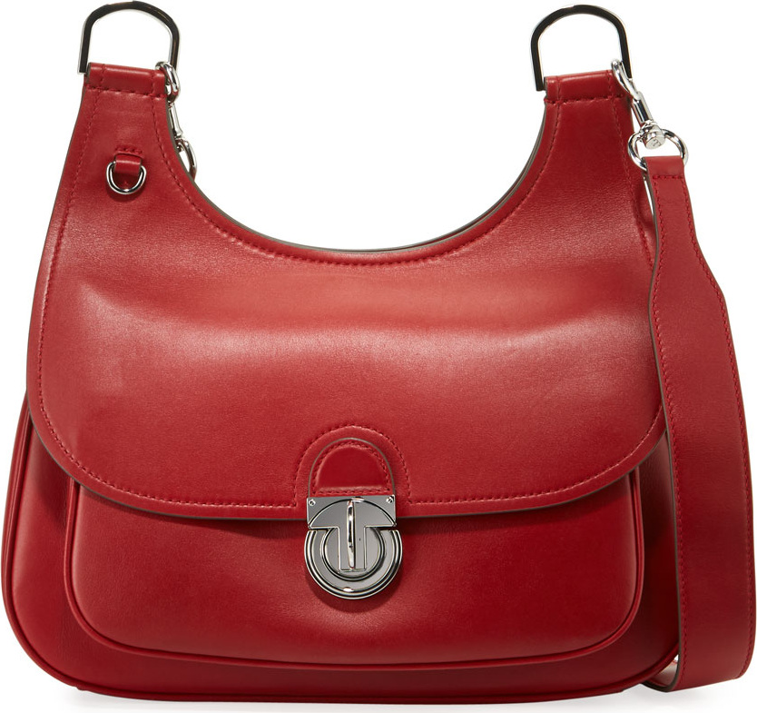 Tory Burch James Smooth Leather Saddle Shoulder Bag