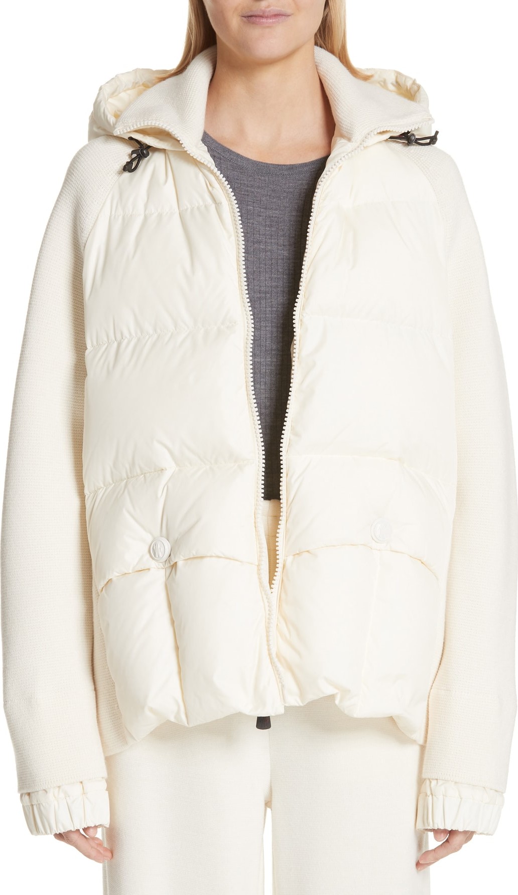 Moncler Spa Quilted Down & Knit Hooded Jacket