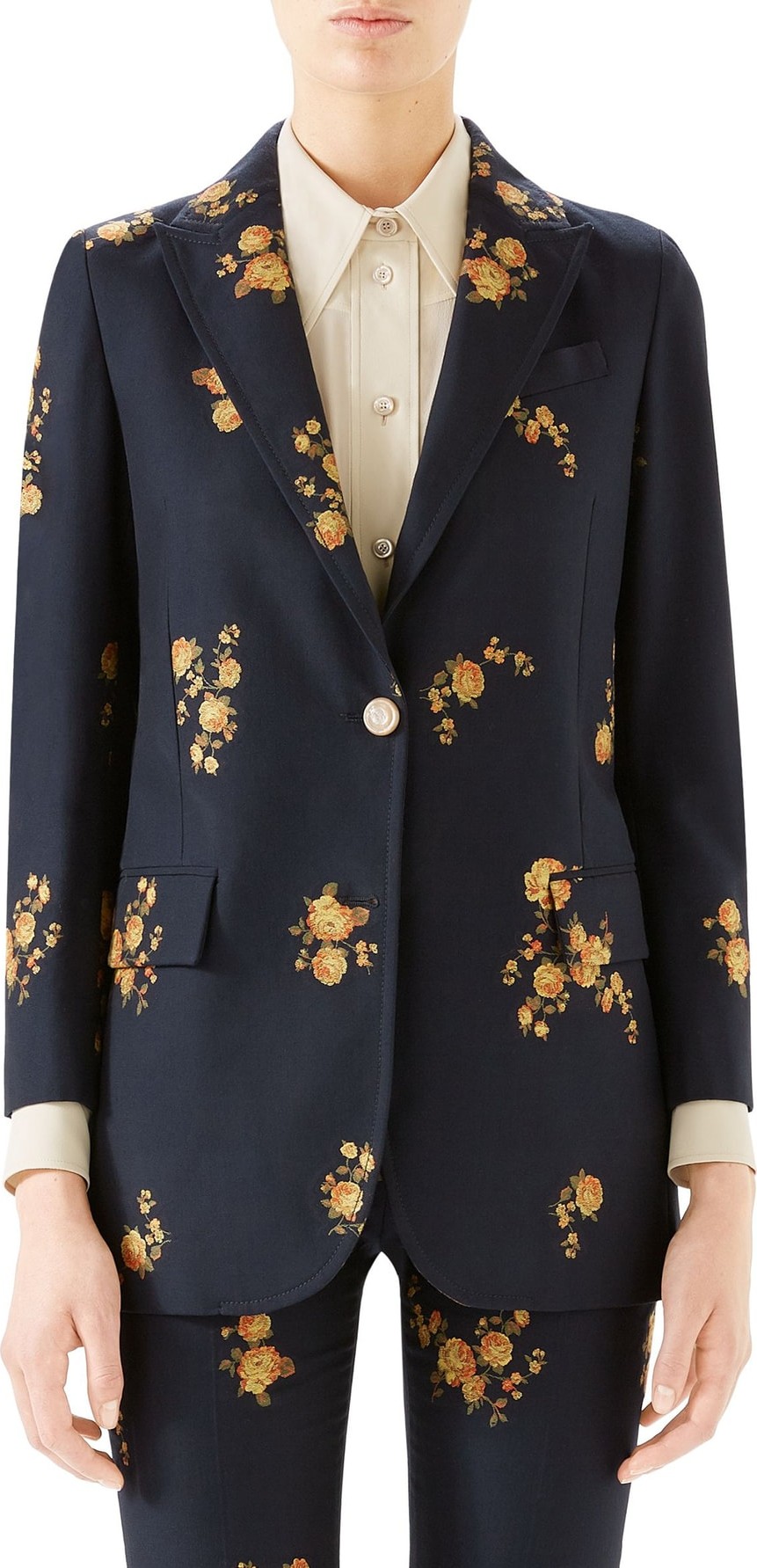 Gucci Camellia Fil Coupé Cotton & Wool Jacket