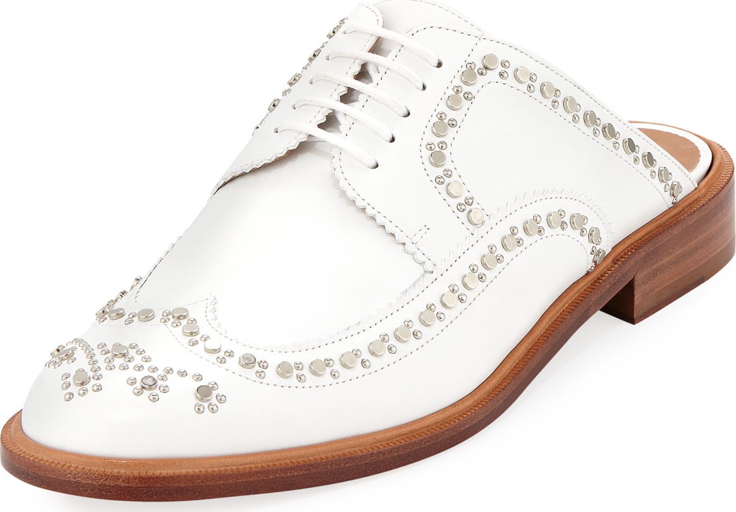 Robert Clergerie Amber Studded Wing-Tip Mules