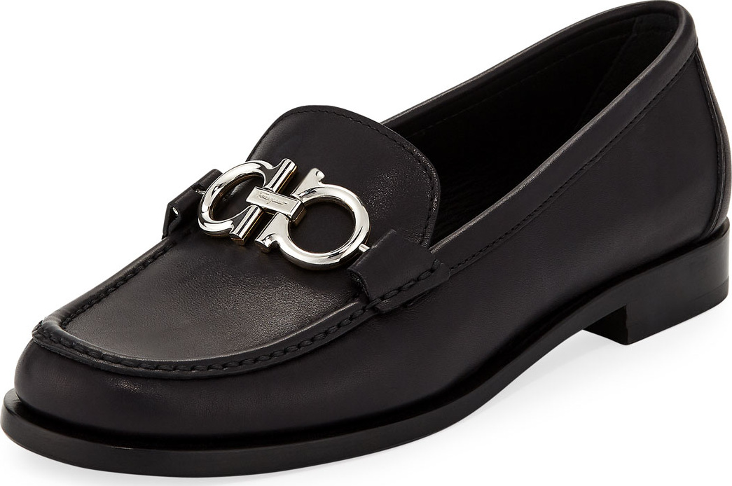 Salvatore Ferragamo Rolo Gancini Calfskin Flat Loafer