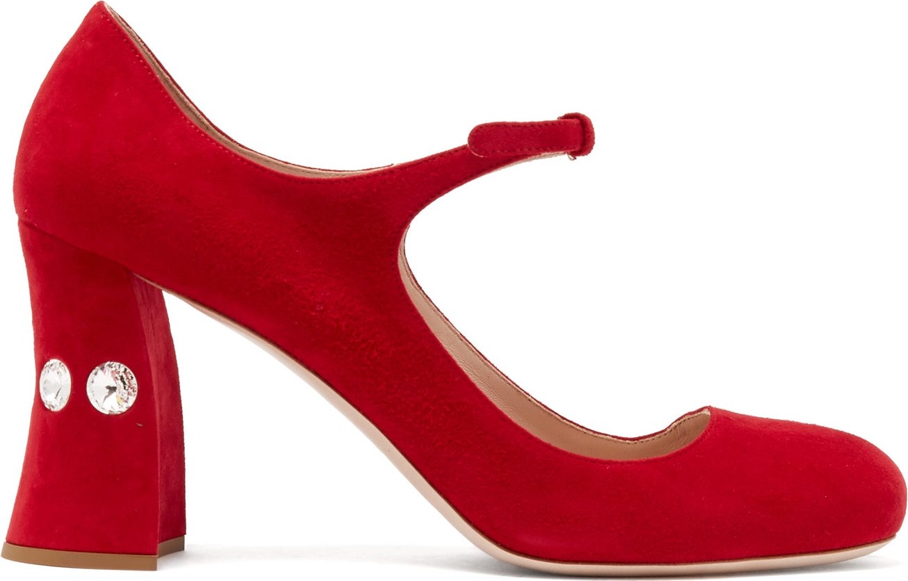 Miu Miu Suede crystal-embellished pumps
