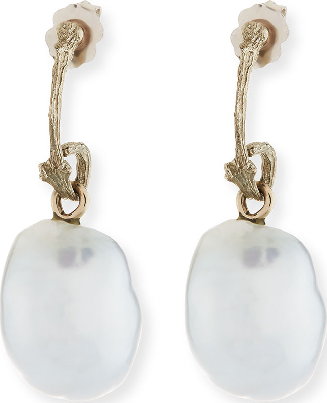 K Brunini 18k Pette Twig Pearl Drop Earrings