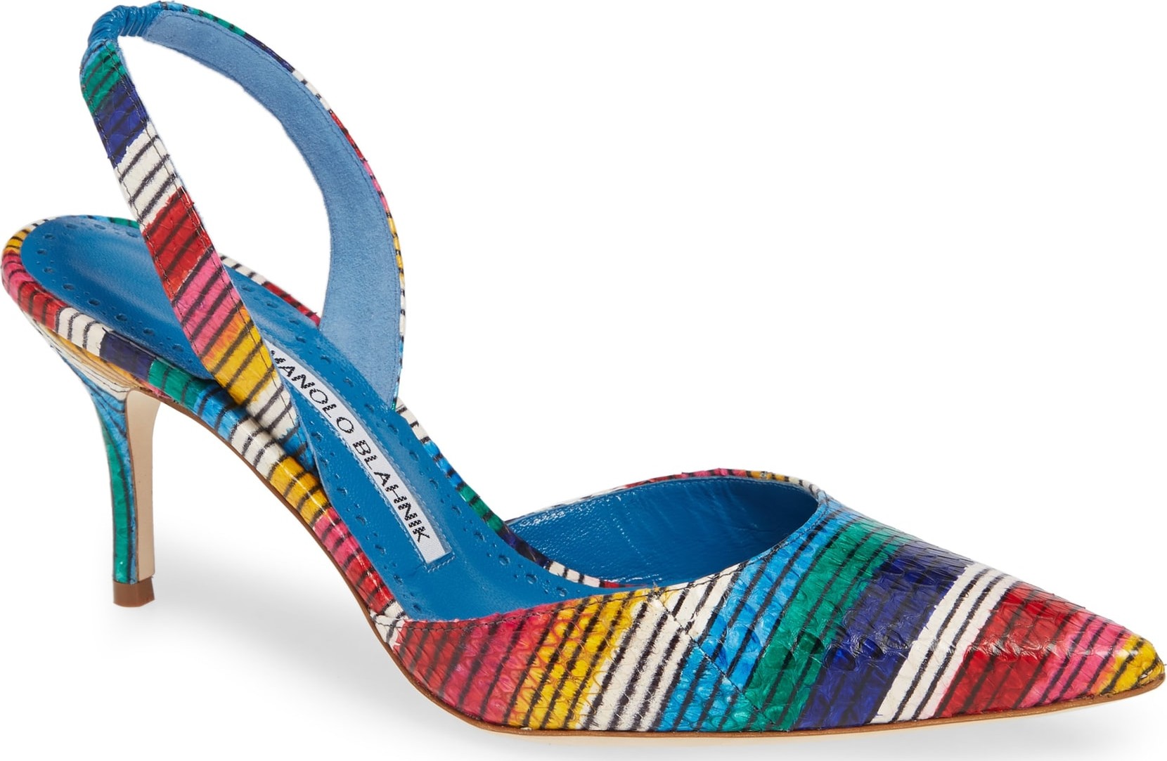 Manolo Blahnik Carolyn Snakeskin Slingback Pump