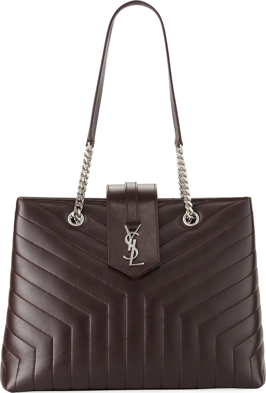 Saint Laurent Loulou Monogram YSL Large Quilted Shoulder Tote Bag - Nickel Oxide Hardware