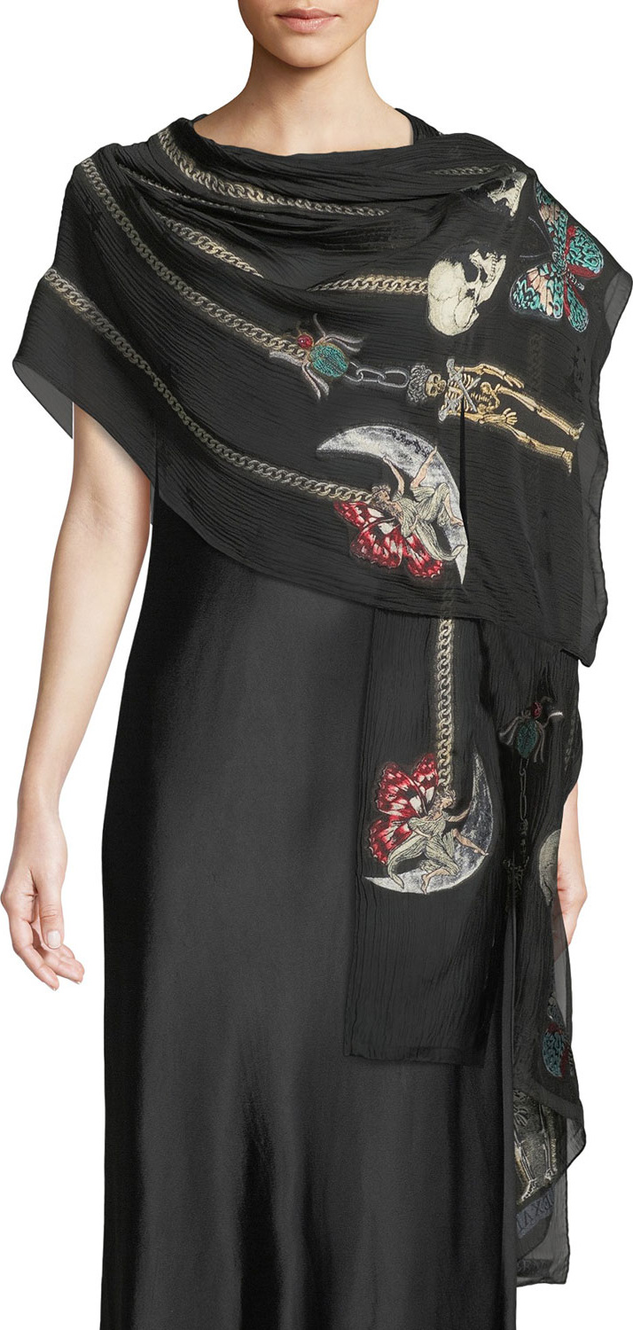 Alexander McQueen Heirloom Pins Silk-Blend Shawl