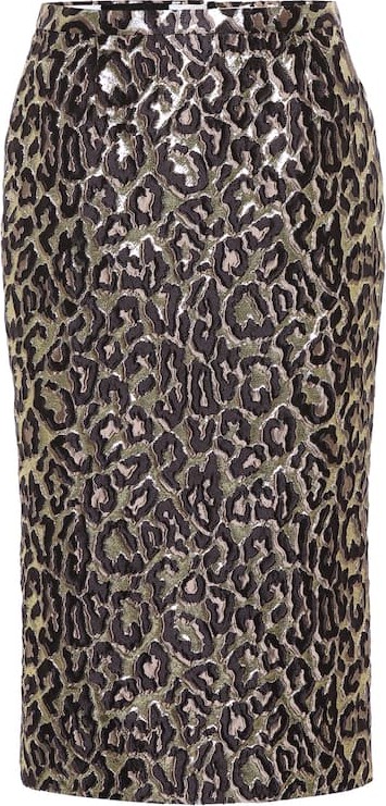 ROCHAS Oncidium brocade high-waisted skirt