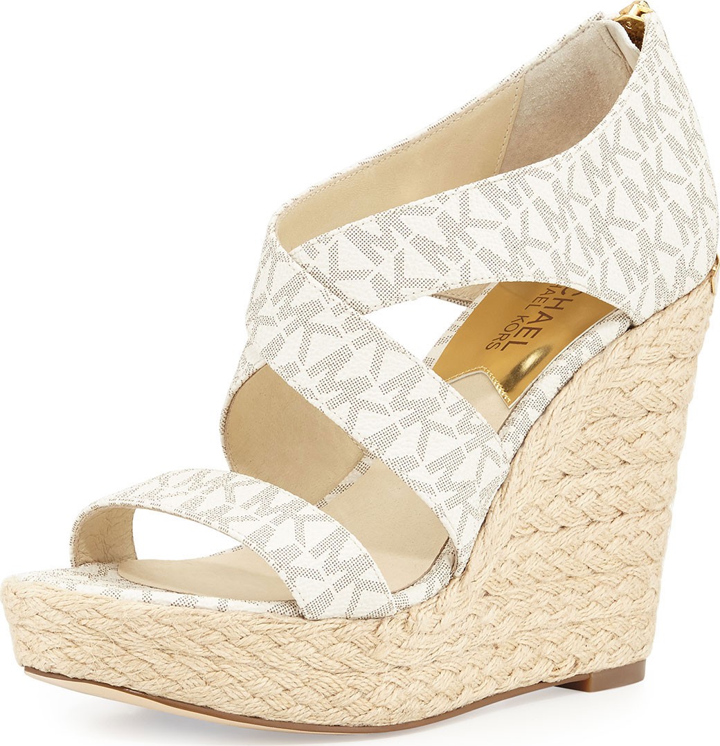 MICHAEL MICHAEL KORS Elena MK Signature Wedge Sandals