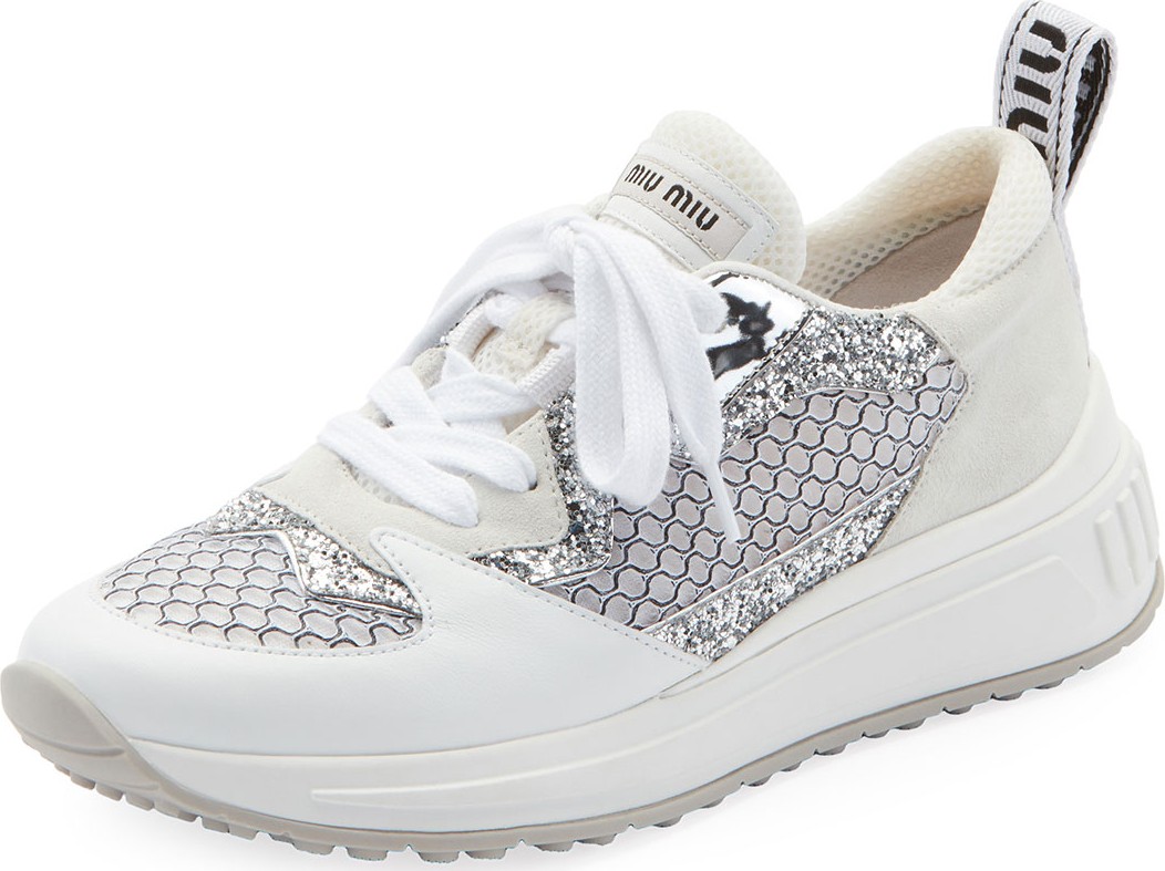 Miu Miu Mixed Media Platform Sneakers