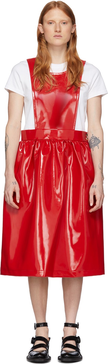 Comme Des Garçons Girl Red Patent Faux-Leather Dress