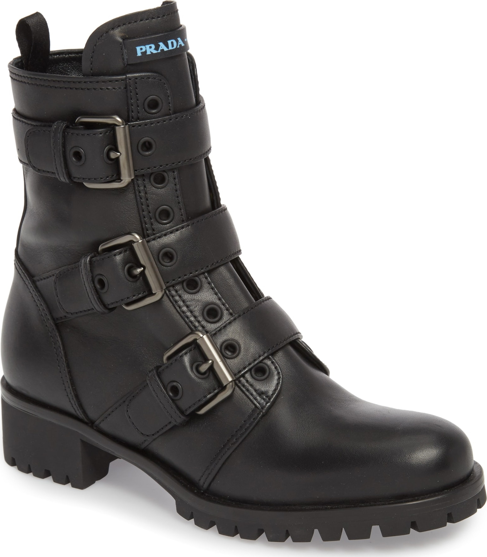 Prada Triple Buckle Combat Boot