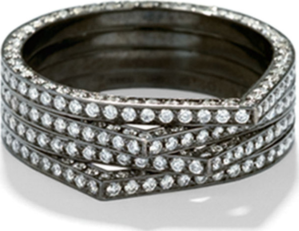 REPOSSI Antifer Four-Row Ring with Diamonds in 18K Gold