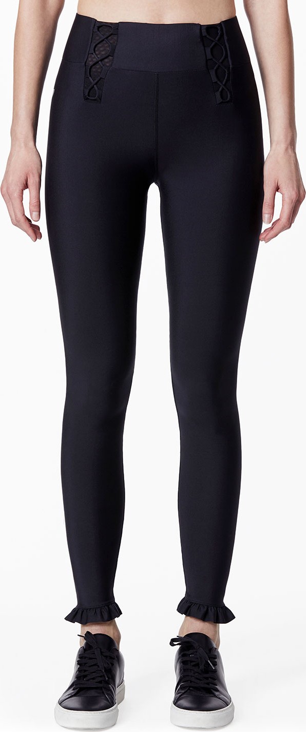 Carbon 38 Lace-Up Ruffle Leggings