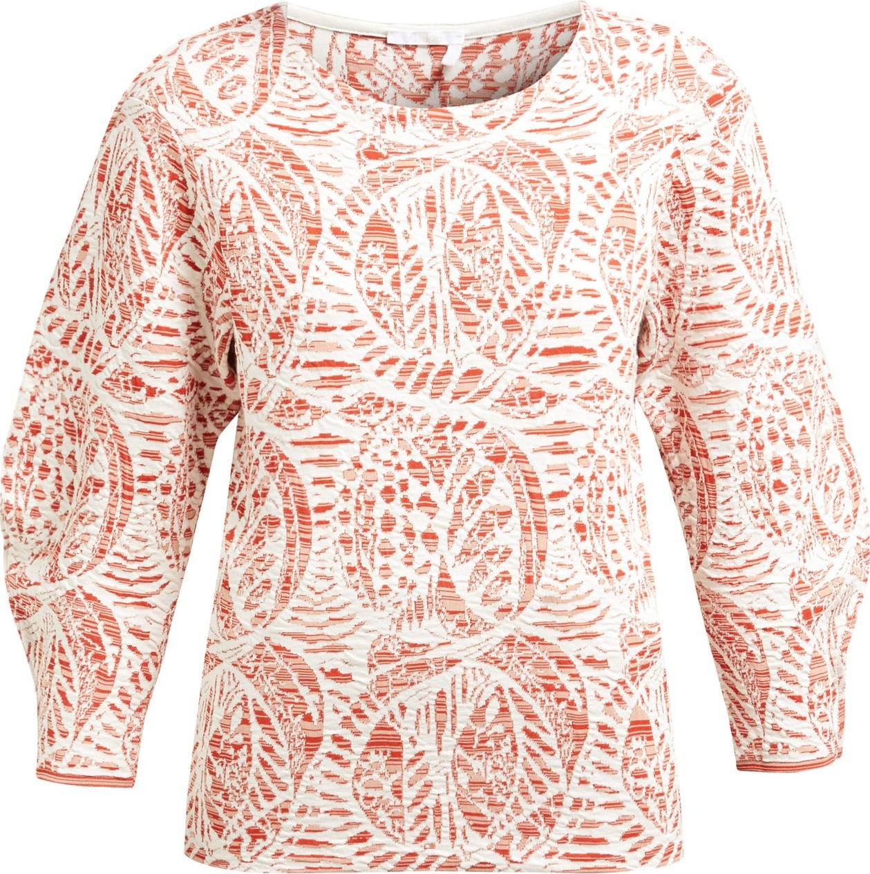 Chloe Balloon-sleeve abstract-jacquard top