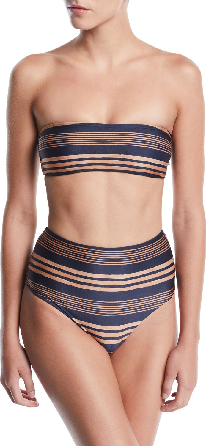 ViX Swimwear Isabela Striped Bandeau Bikini Swim Top