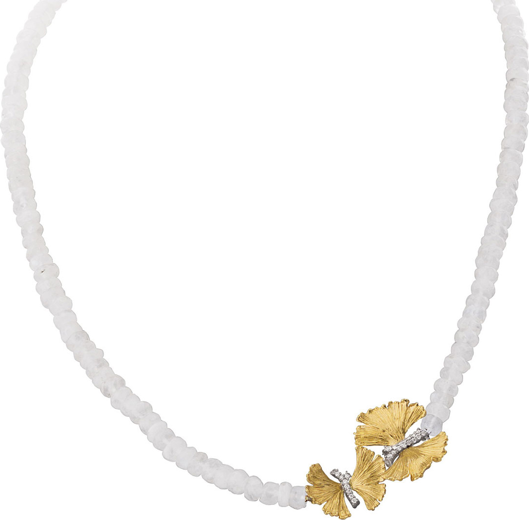 Michael Aram Butterfly Ginkgo Single-Strand Necklace w/ Moonstone