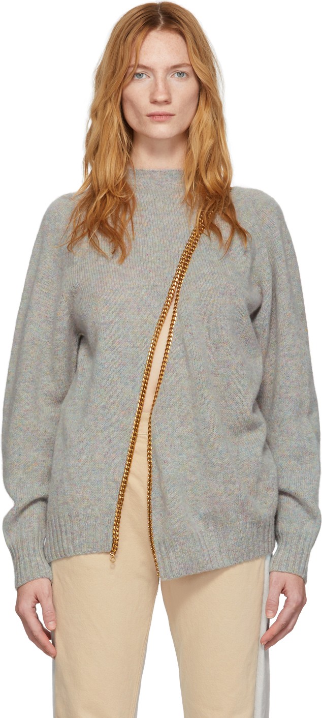 Bless Grey & Gold Chain Divided Sweater