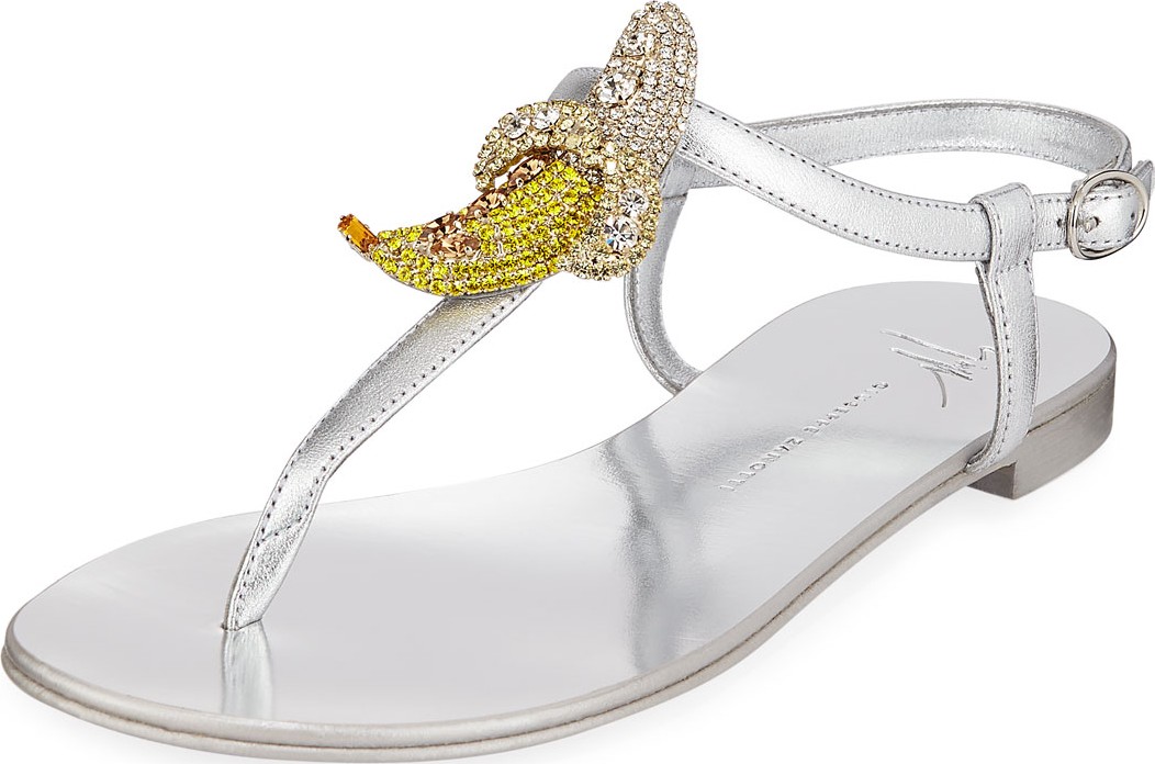 Giuseppe Zanotti Metallic Sandals with Banana Pendant