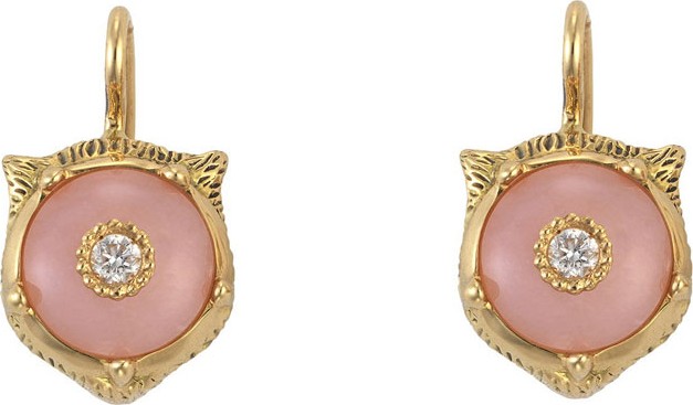 Gucci 18k Gold Le Marche des Merveilles Opal Feline Earrings