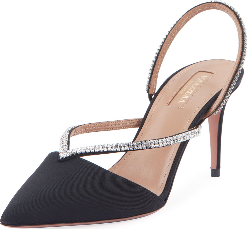 Aquazzura Eden Crystal 75 Slingback Pumps